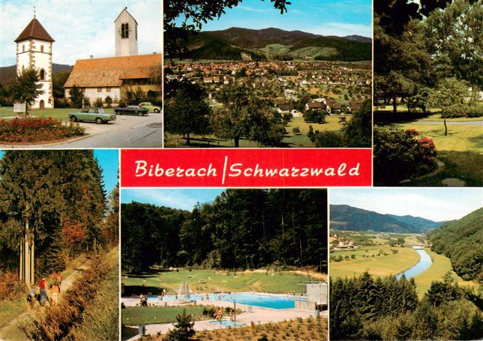 Biberach Baden Alter Kirchturm Panorama Park Waldpartien Schwimmbad