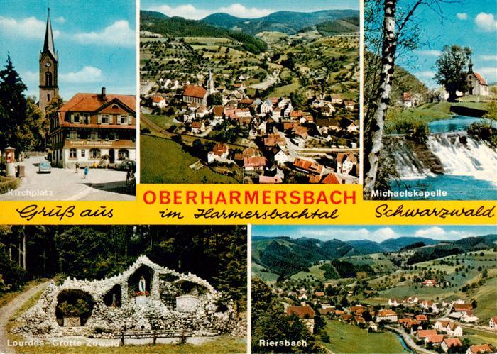 Oberharmersbach Kirchplatz Fliegeraufnahme Michaelskapelle Lourdes Grotte Zuwald