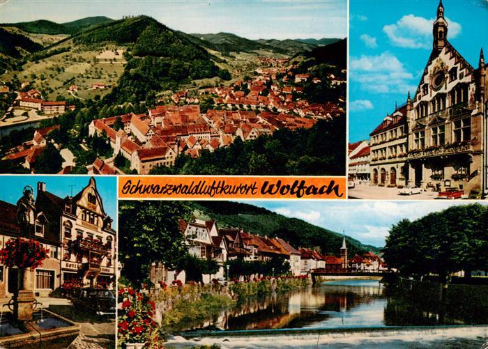 Wolfach Schwarzwald Fliegeraufnahme Marktbrunnen Rathaus Kinzigpartie