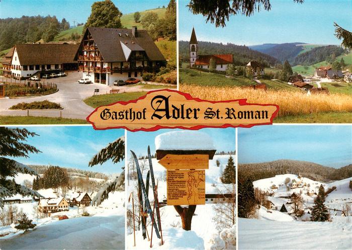 St Roman Wolfach Gasthof Pension zum Adler Kirche Winterpanorama