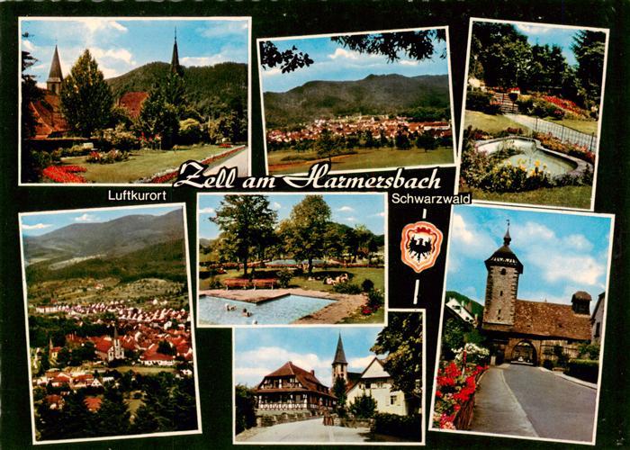 Zell Harmersbach Kirche Panorama Schwimmbad Ortspartie Teich Stadtturm