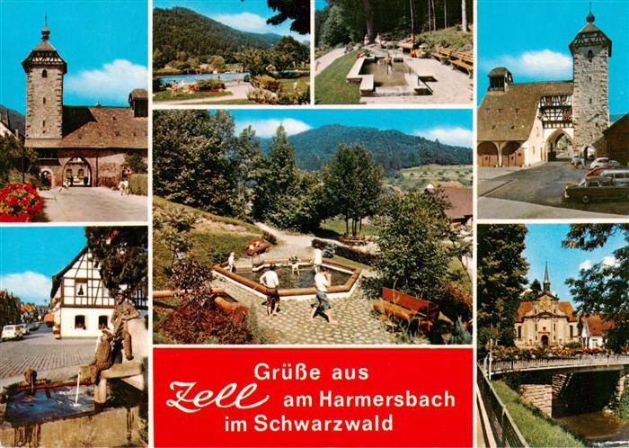 Zell Harmersbach Storchenturm Panorama Wassertreten Hirschturm Brunnen Kirche Pa
