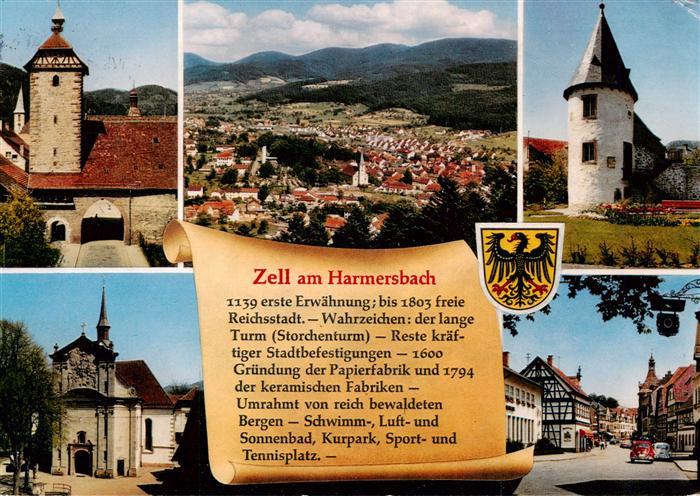 Zell Harmersbach Storchenturm Panorama Hirschturm Wallfahrtskirche Ortspartie