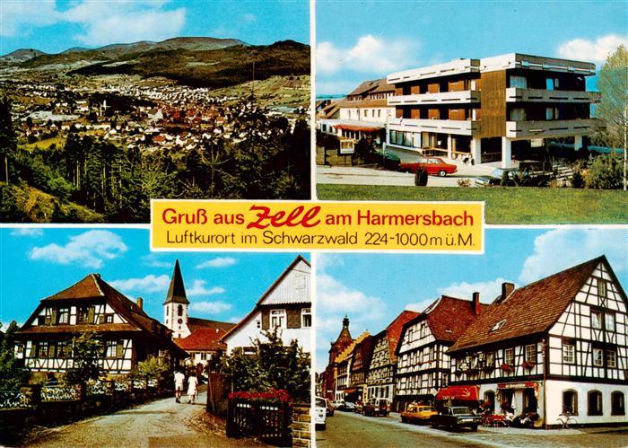 Zell Harmersbach Panorama mit Kurklinik Ortenau Pfarrhofgraben und Hauptstrasse