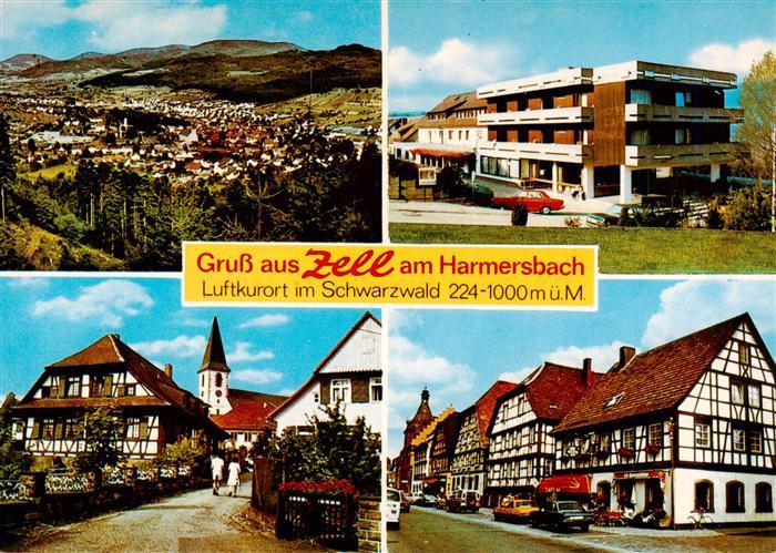 Zell Harmersbach Panorama mit Kurklinik Ortenau Pfarrhofgraben und Hauptstrasse