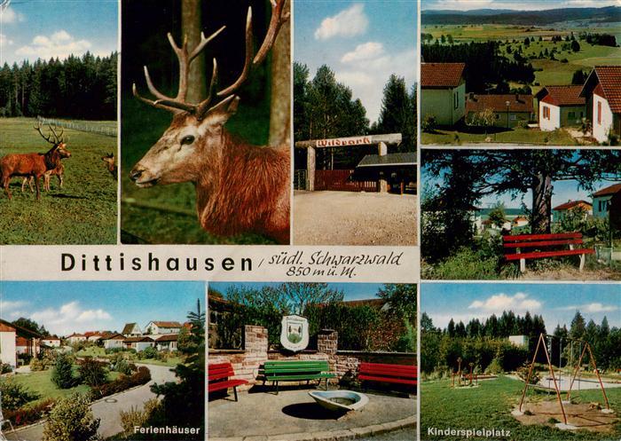 Dittishausen Loeffingen Hirsche Wildpark Ferienhaeuser Kinderspielplatz Teilansi