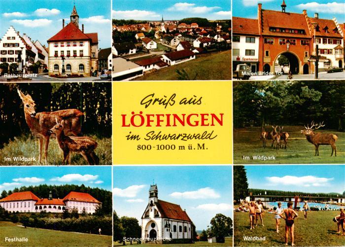 Loeffingen Rathausplatz Maienlaender Tor Wildpark Reh Kitz Hirsch Festhalle Schn