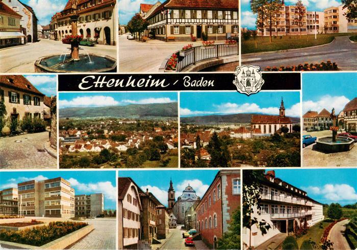 Ettenheim Brunnen Ortspartien Panorama Kirche Rathaus Wohnblocks