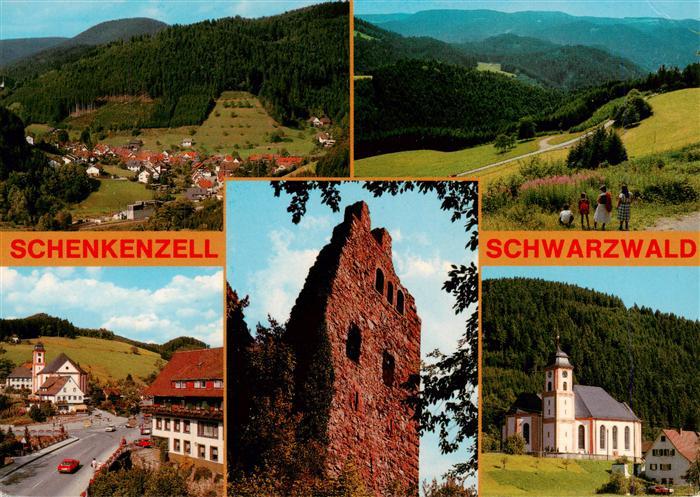 Schenkenzell Fliegeraufnahme Panorama Ortspartie Ruine Kirche