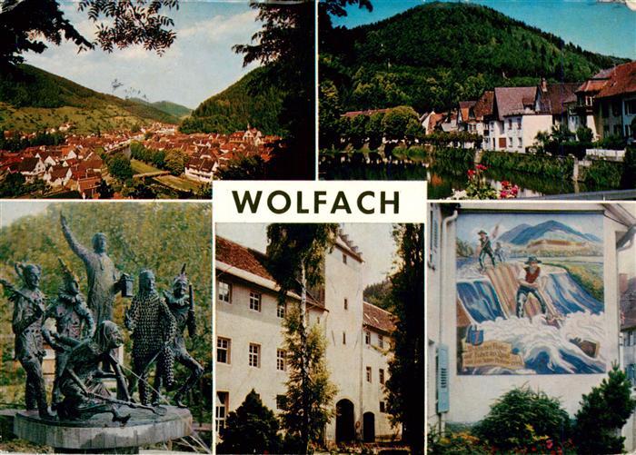 Wolfach Schwarzwald Panorama Ortspartie Brunnen Schloss Floesser