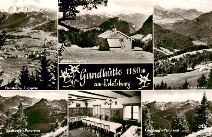 Pfronten Ostallgaeu Bayern mit Zugspitze Saeuling Sorgschrofen Grundhuette am Ed