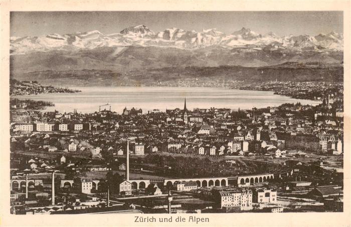 Zuerich  ZH Stadtpanorama mit Alpenkette