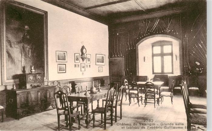 Valangin NE Chateau de Valangin Grande salle et tableau de Frederic Guillaume