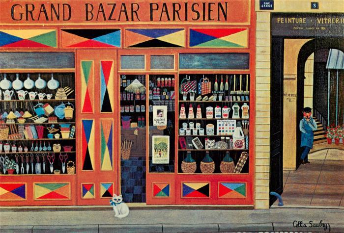 Paris 75 Galerie naifs et primitifs Kuenstlerkarte Cellia Saubry Grand Bazar par