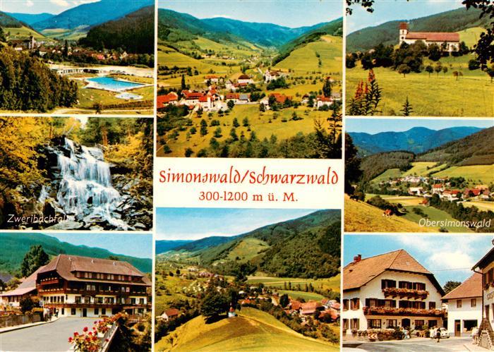 Simonswald Simonswaeldertal Panorama Zweribachtal Wasserfall Hotel