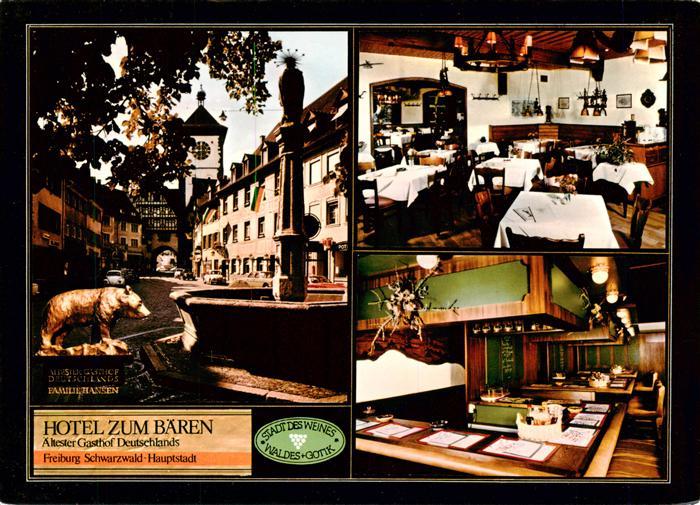 Freiburg Breisgau Baerenbrunnen Oberlinden Hotel zum Baeren Gastraeume