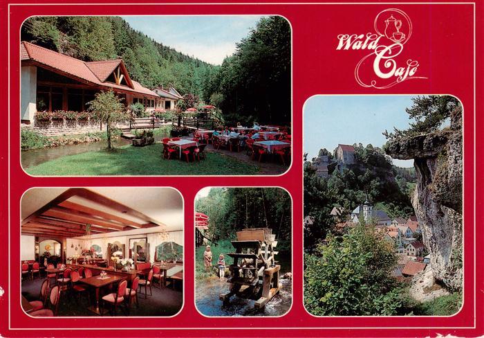 Pottenstein Oberfranken Wald Cafe Oberes Puettlachtal Gastraum Wasserrad Panoram