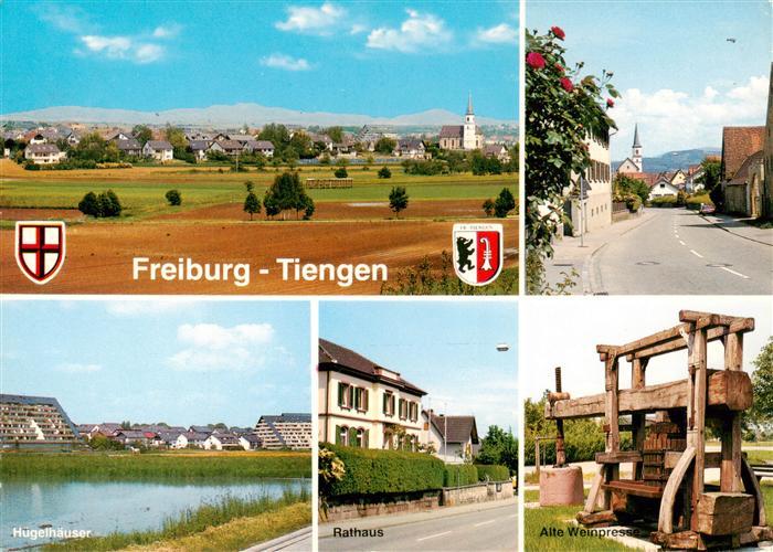Tiengen Freiburg Breisgau Panorama Hauptstrasse Huegelhaeuser Rathaus Alte Weinp