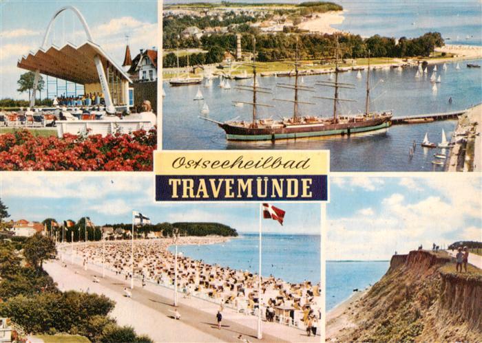 Travemuende Ostseebad Konzertpavillon Segelschiff Luftaufnahme Strand Steilkuest