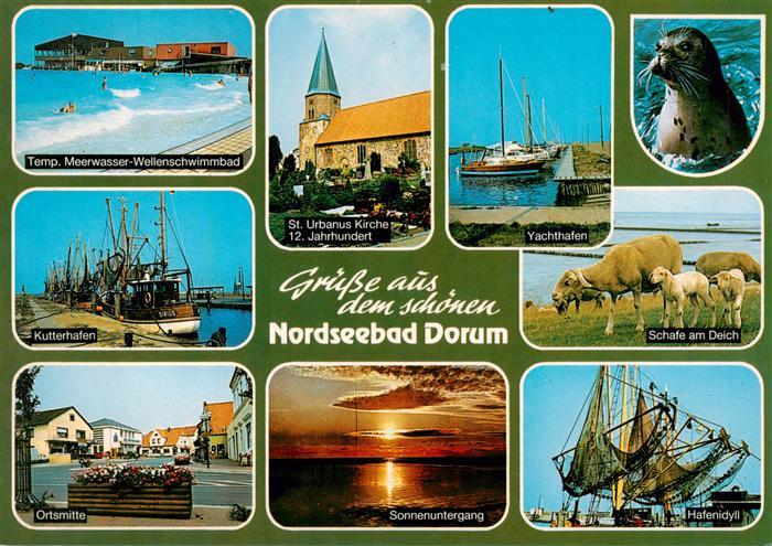 Dorum Nordseebad Freibad Kirche Yachthafen Kutterhafen Schafe Deich Ortsmitte So