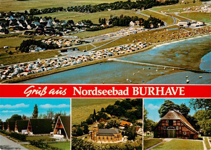 Burhave Nordseebad Fliegeraufnahme Bungalows Kirche Inselhaus
