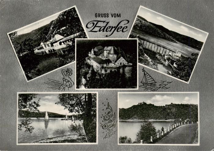 Edertalsperre Sperrmauer Ederseepartien Schloss Waldeck