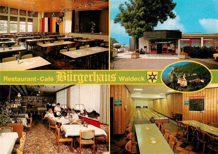 Waldeck  Edersee Cafe Restaurant Buergerhaus Gastraeume Kegelbahn