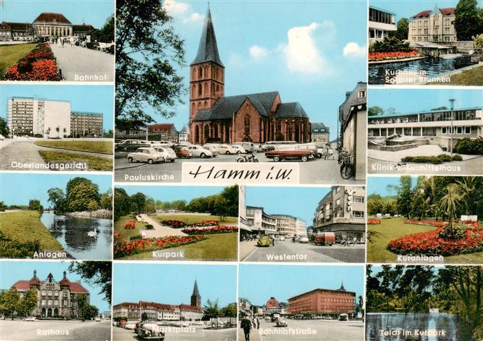 Hamm  Westfalen Bahnhof Oberlandesgericht Anlagen Rathaus Pauluskirche Kurpark W
