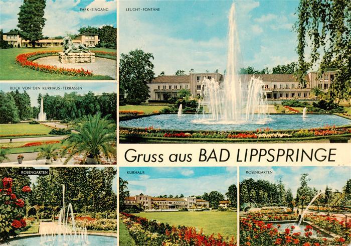 Bad Lippspringe Park Eingang Leucht Fontaene Park Rosengarten Kurhaus
