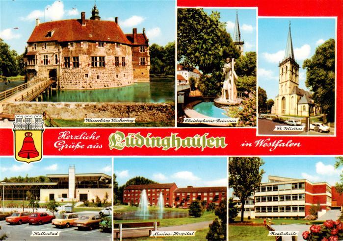 Luedinghausen Wasserburg Vischering Christophorus Brunnen St Felicitas Hallenbad