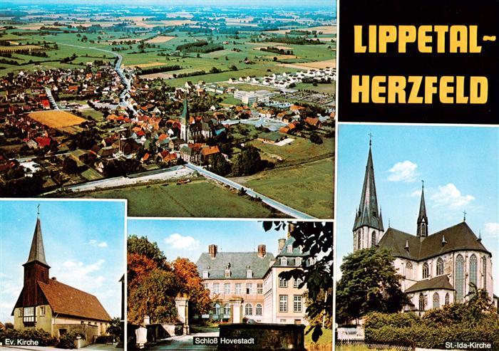 Herzfeld Westfalen Fliegeraufnahme Ev Kirche Schloss Hovestadt St Ida Kirche