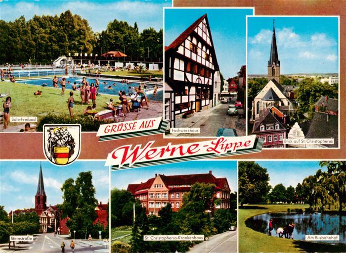 Werne  Lippe Muenster Westfalen Sole Freibad Fachwerkhaus St Christophorus Stein