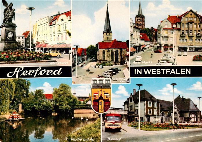 Herford Alter Markt Johannis Kirche Partie an der Aa Bahnhof