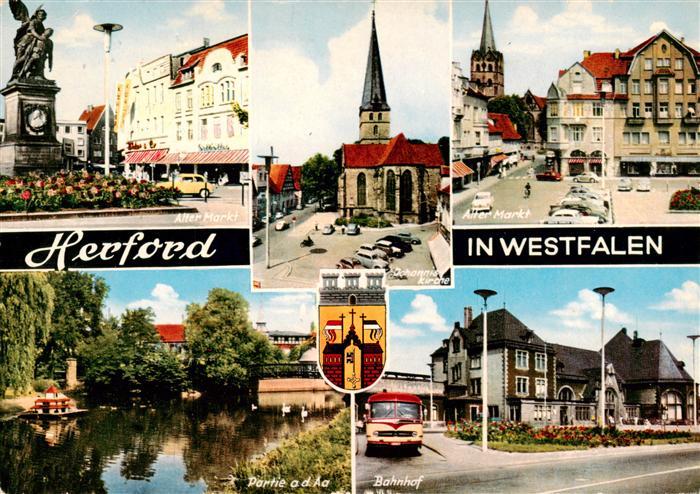 Herford Alter Markt Johannis Kirche Partie an der Aa Bahnhof