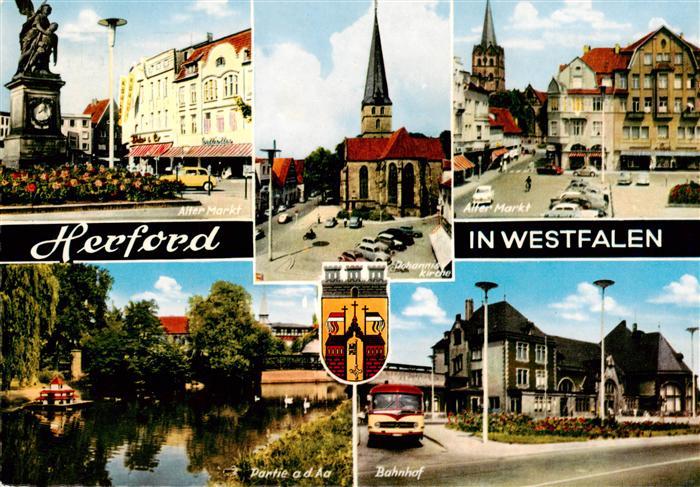 Herford Alter Markt Johannis Kirche Partie an der Aa Bahnhof