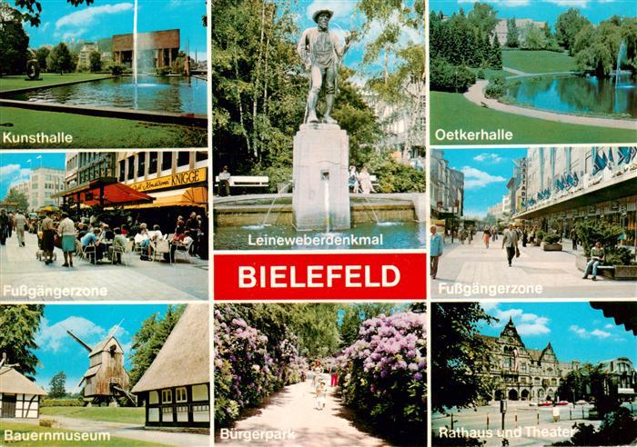 BIELEFELD  CITY Kunsthalle Leineweberdenkmal Oetkerhalle Fussgaengerzone Bauernm