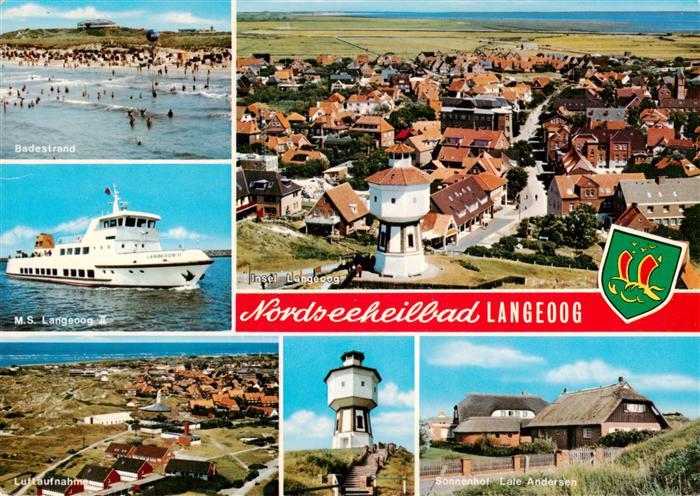 Langeoog Nordseebad Badestrand MS Langeoog Fliegeraufnahmen Wasserturm Sonnenhof