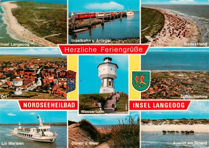 Langeoog Nordseebad Fliegeraufnahme Inselbahn Anleger Badestrand Ort Wasserturm