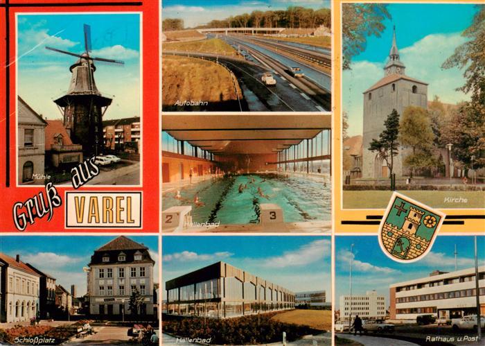 Varel Jadebusen Muehle Autobahn Hallenbad Kirche Schlossplatz Hallenbad Rathaus