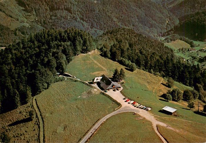 Muenstertal Schwarzwald Almgaststaette Kaelbelescheuer mit Belchenblick