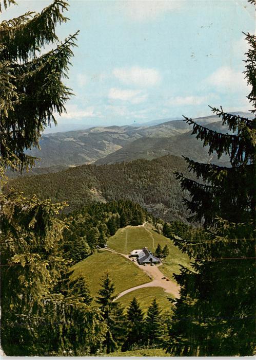 Muenstertal  Schwarzwald Almgaststaette Kaelbelescheuer mit Belchenblick