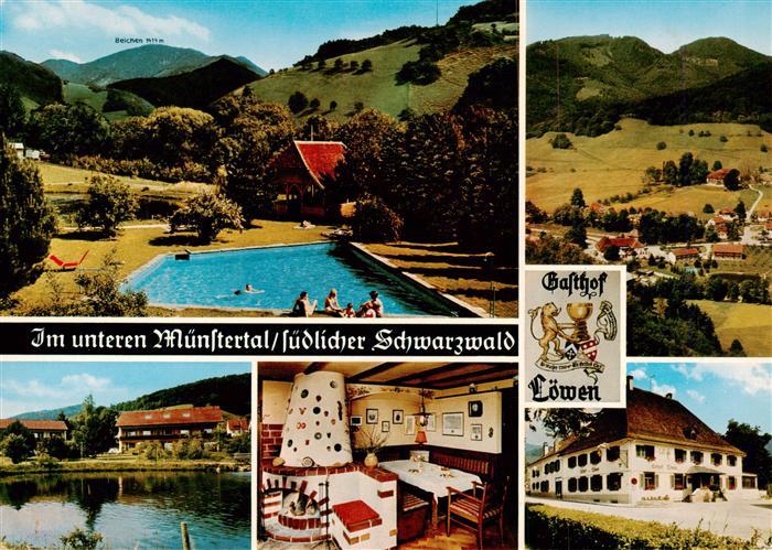 Untermuenstertal Schwimmbad Gasthof Loewen Panorama Gaststube Gondelteich