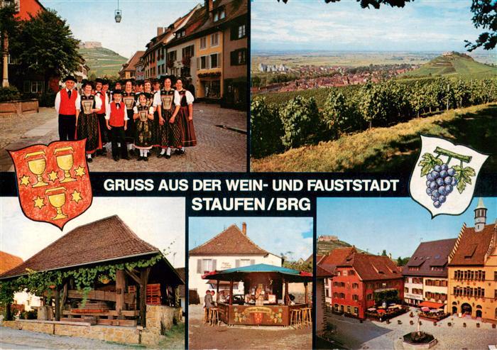 Staufen  Breisgau Trachtengruppe Panorama Weinbrunnen Marktplatz