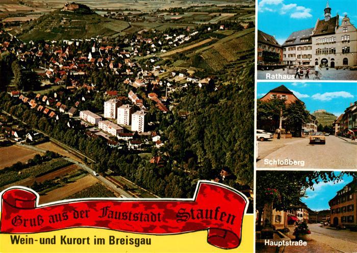 Staufen  Breisgau Fliegeraufnahme Rathaus Schlossberg Hauptstrasse
