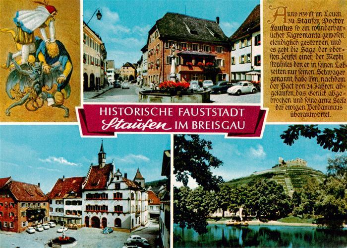 Staufen  Breisgau Brunnen Marktplatz Rathaus Burgruine