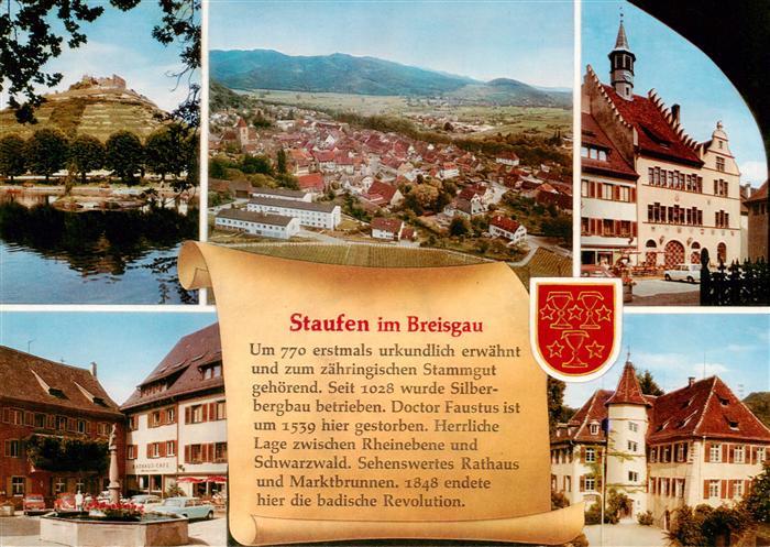 Staufen  Breisgau Burgruine Fliegeraufnahme Rathaus Marktplatz