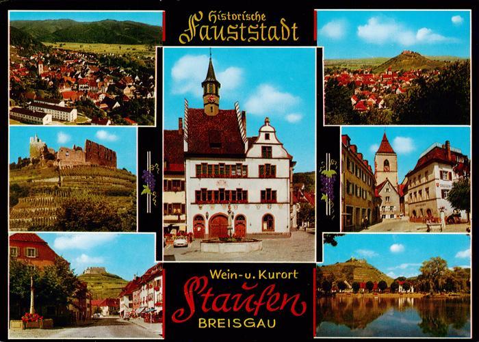 Staufen  Breisgau Fliegeraufnahme Burgrune Rathaus Panorama Gondelteich