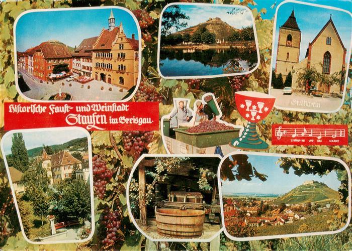 Staufen  Breisgau Marktplatz Burgruine St Martin Kirche Kirche Weinpresse Panora