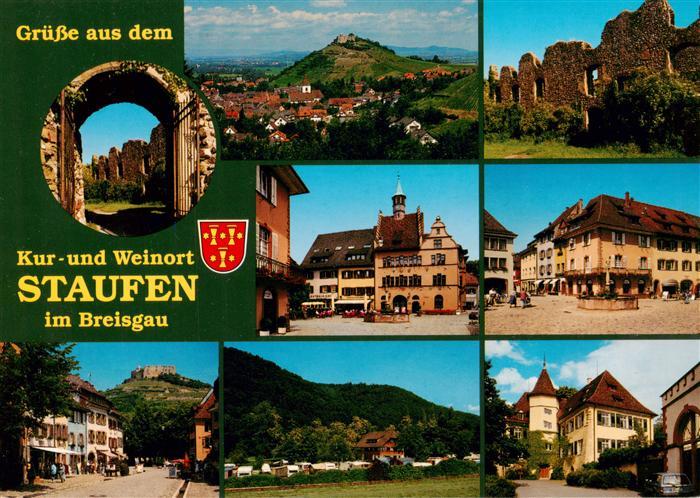 Staufen  Breisgau Panorama Ruine Rathaus Marktplatz Hauptstrasse Campingplatz
