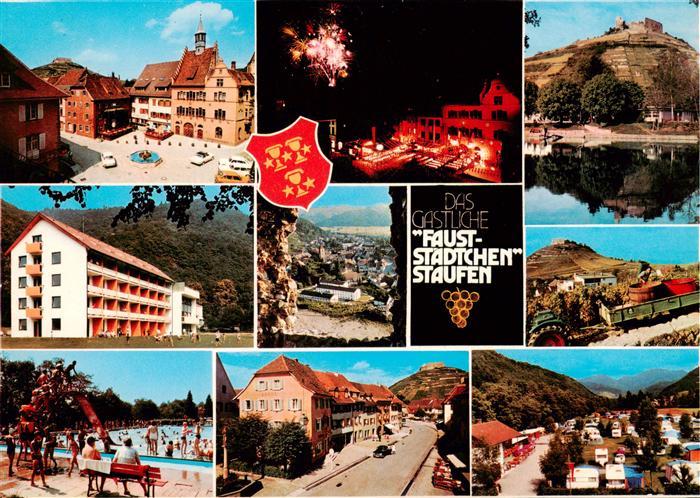 Staufen  Breisgau Marktplatz Feuerwerk Kurhaus Panorama Burgruine Schwimmbad Hau